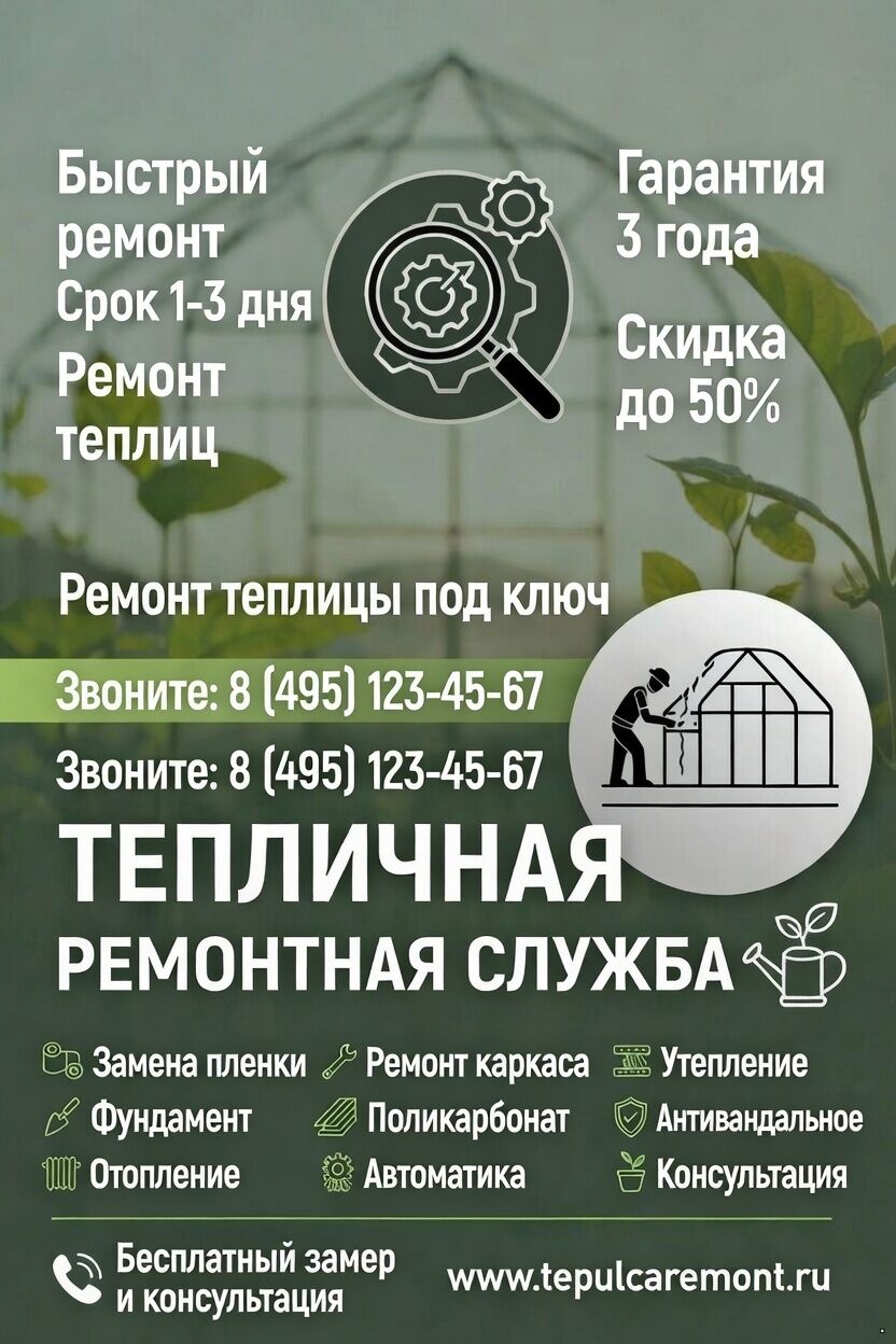 Акция ремонт теплиц