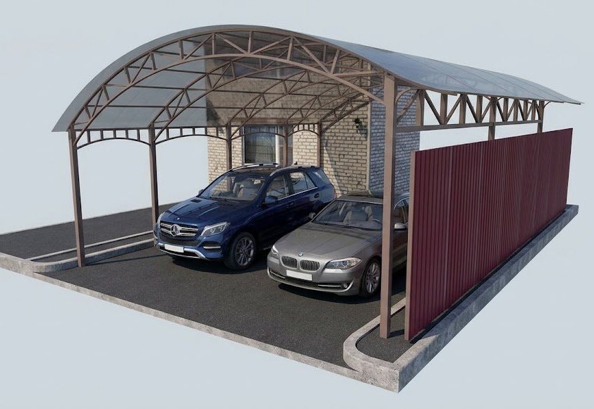 3D-проект изготовления нового арочного навеса для автомобиля под ключ в Чехове от РемТеплица